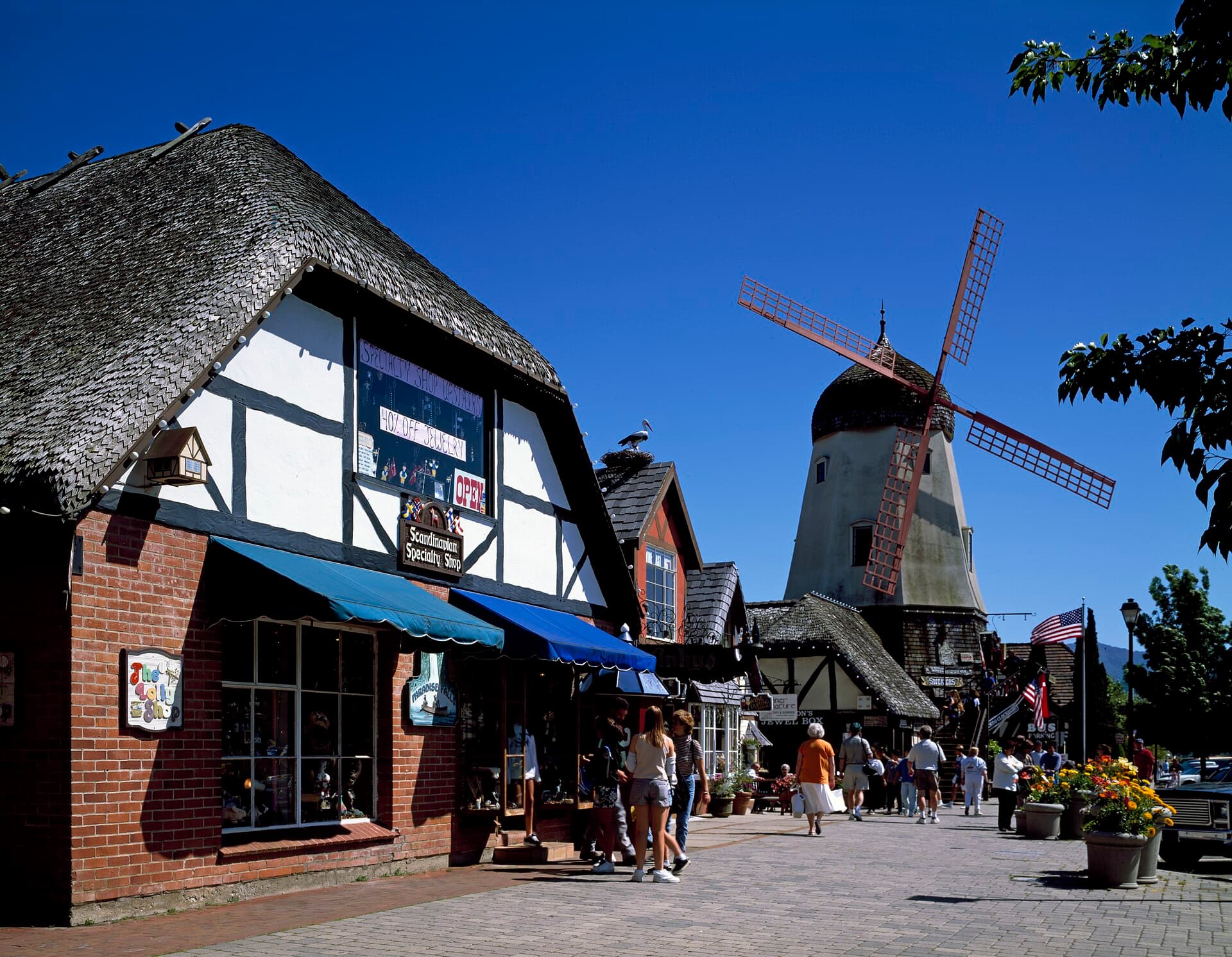 Solvang's iconic windmill on Mission Drive — built in the 1940s by Ferdinand Sorensen